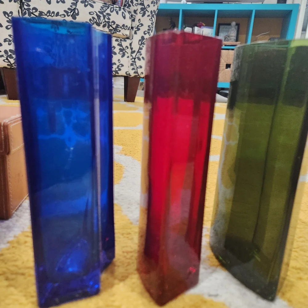 Set of three IKEA glass color vases